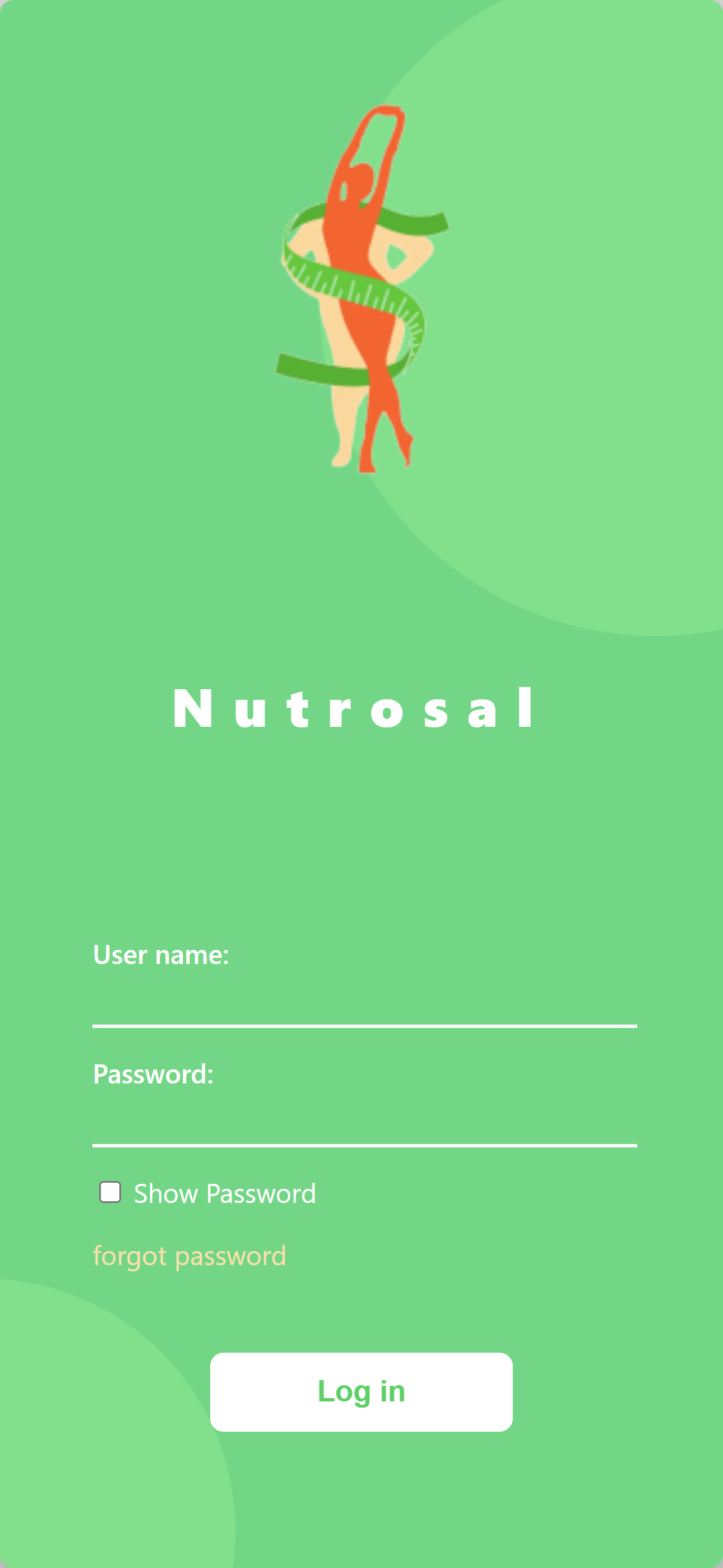 Nutrosal app screen